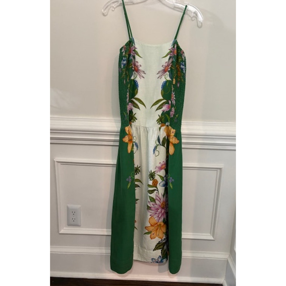 Farm Rio Dress Sweet Bloom Dreamscape Linen Blend Midi Sundress Size Small - Picture 3 of 10